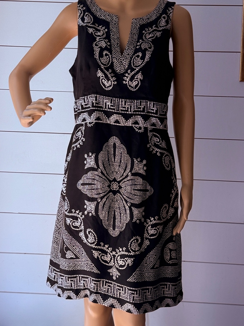 White House Black Market Black Midi Silk Dress Sz 10